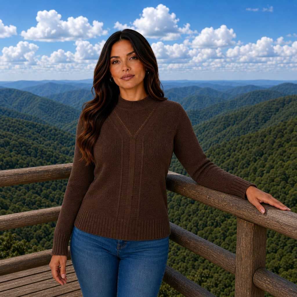 Blusa de Frio Feminina em Tricô Gola Média Manga Longa Inverno