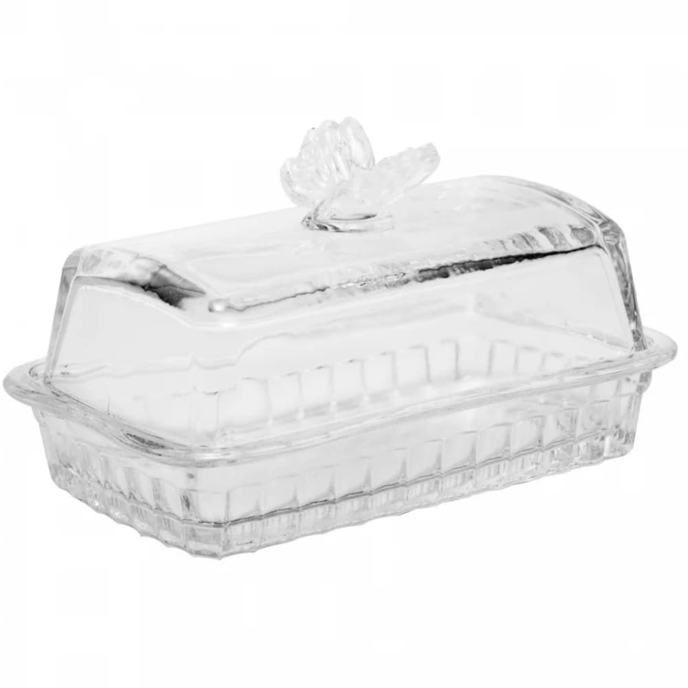 Manteigueira de Vidro com Tampa Butterfly 17cm Wolff Sofisticação Elegância