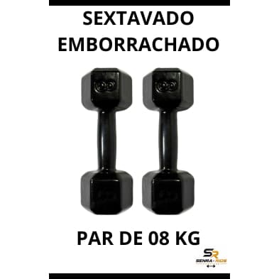 Par Halter Sextavado 08 KG Emborrachado Academia Crossfit Fitness GYM