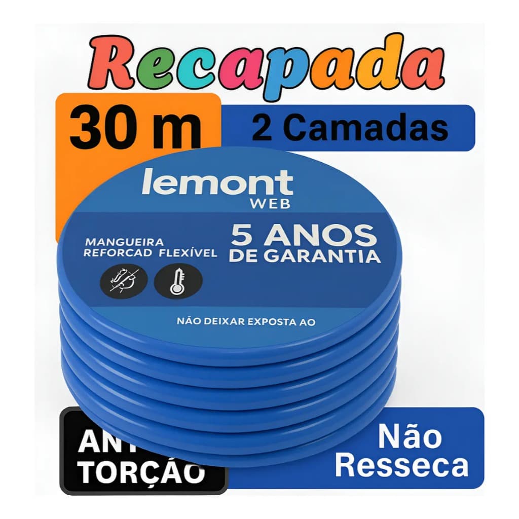 Mangueira De Jardim 30m Metros Que Não Dobra Siliconada Lemont 1/2 Polegada Reforçada