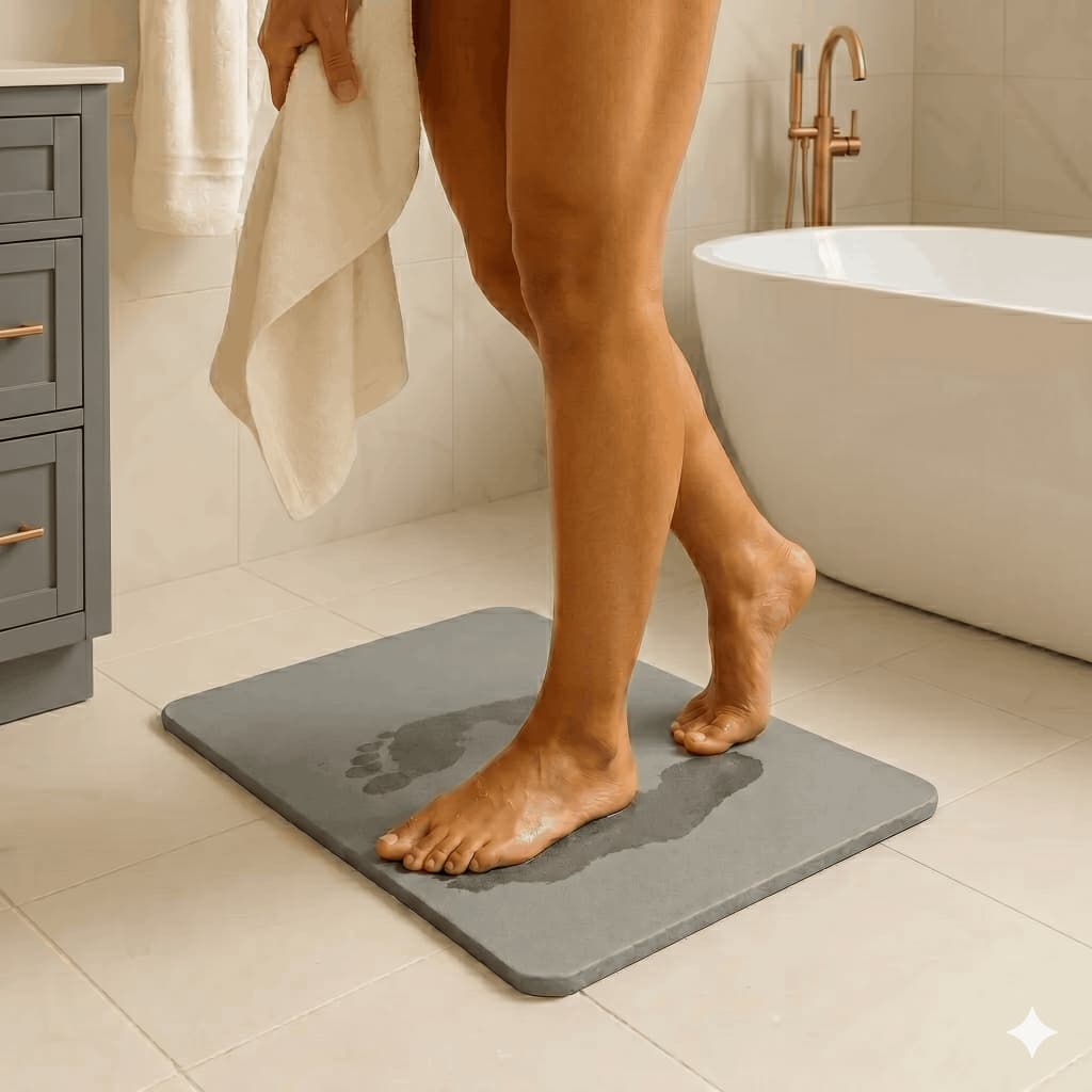 Tapete De Pedra Diatomita Para Banheiro Cinza 60cm
