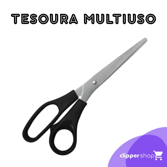 Tesoura Multiuso Grande 21 cm Aço Inox Cabo Preto Masterprint