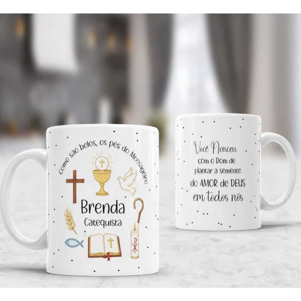 Caneca Catequista Personalizada com Nome 325 ml Porcelana