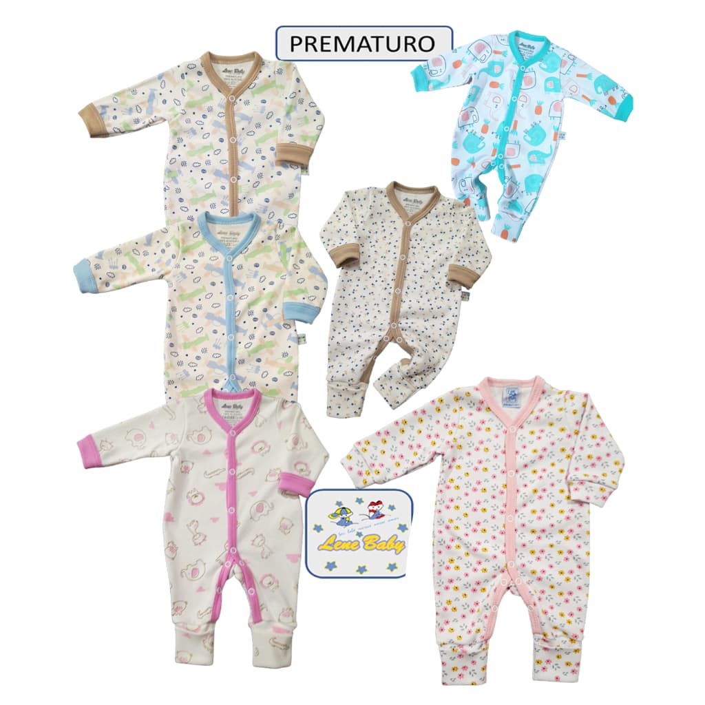 Macacão para Bebê Prematuro e Boneca Reborn Tipo Pijama Suedine Estampado  LENE BABY