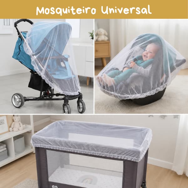 Mosquiteiro Portátil Universal Tule Para Carrinho Bebe Conforto e Berço Desmontavel