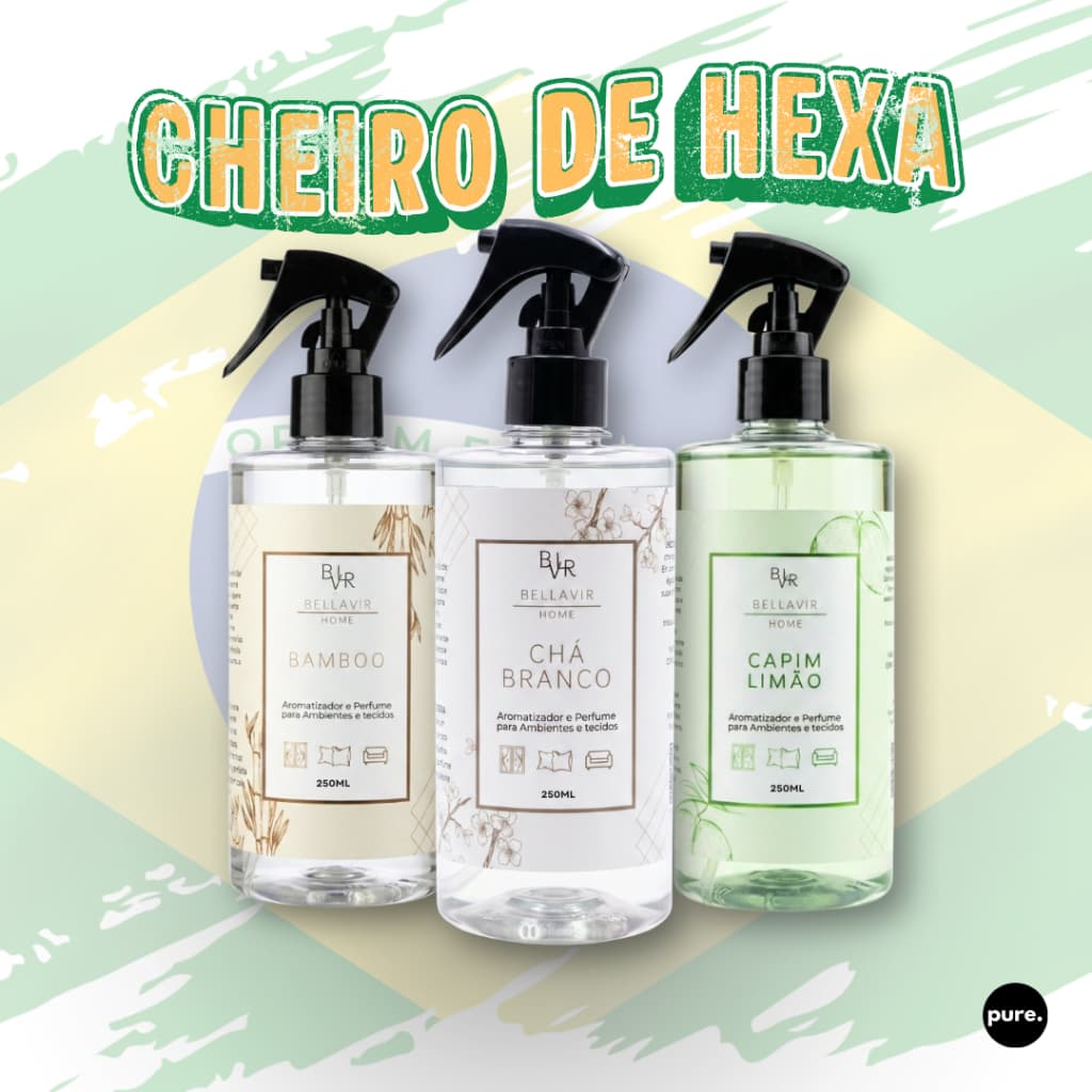 Kit Água Perfumada - Aromas do Brasil Copa Do Mundo - 3 Aromatizantes de 250ml - Cheiro de Hexa