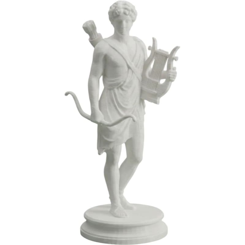 Estátua Deus Apolo Mitologia Grega Escultura Decorativa Luxo Impressão 3D Lira e Arco