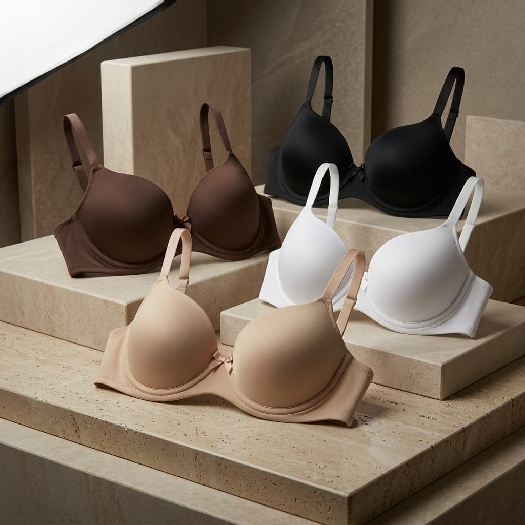 Kit 4 Sutiãs Femininos Básicos com Bojo Estruturado Liso