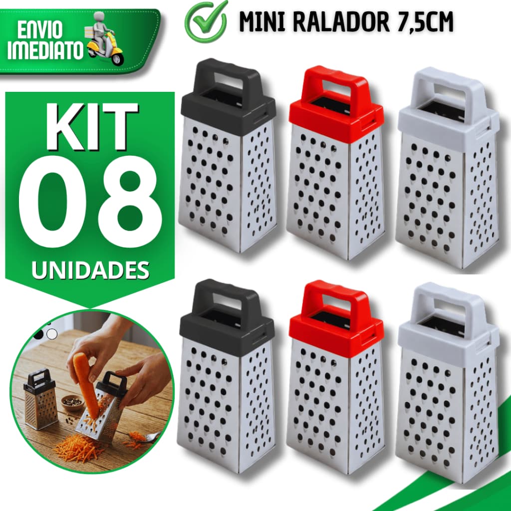 Kit Mini Ralador 4 Faces Aço Inox 7.5 Cm Rala Queijo Alho Nós Moscada  Chá de Cozinha Utensílios