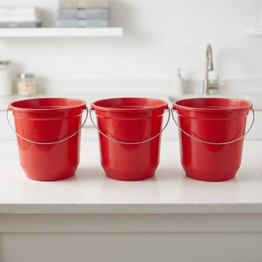 Baldes Plástico 7,5 Litros Vermelho Reforçado Limpeza Casa Lavanderia