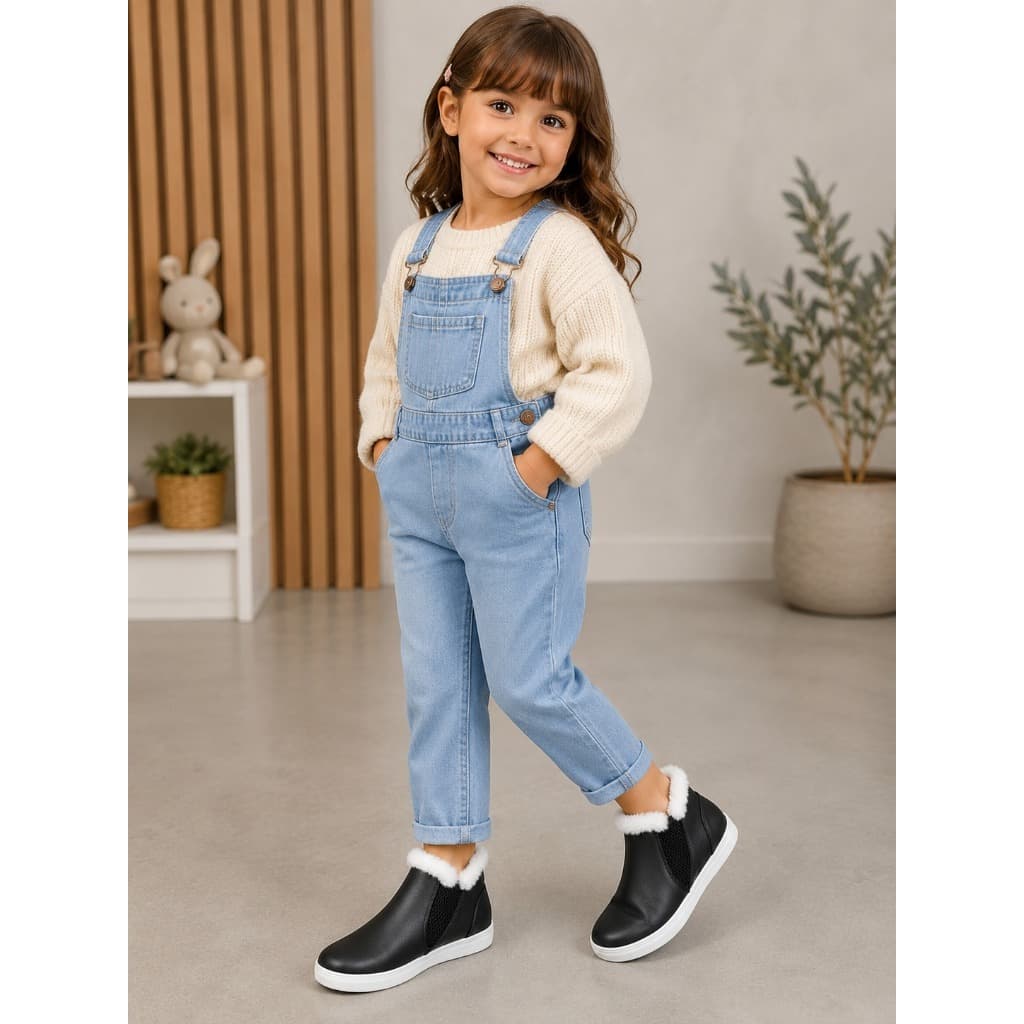 Botinha Infantil Forrada de Pelúcia Inverno Bota 26ao39 Básica Menina Forrada Blogueirinha