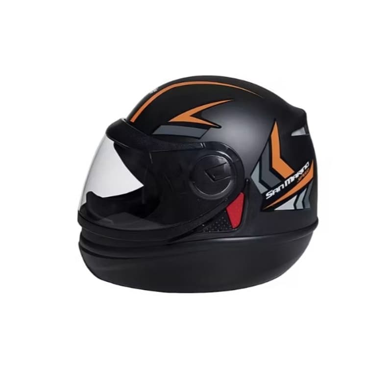 Capacete San Marino Novo Speed One Automático Preto Fosco/Laranja Taurus