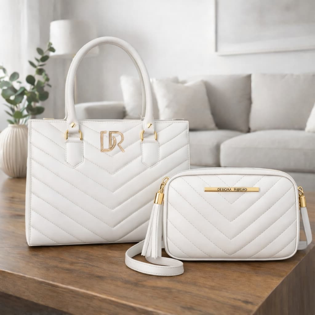 Bolsa Feminina Média Tiracolo Alça Lateral de Ombro + Bolsa Pequena Estilosa Transversal Tendência