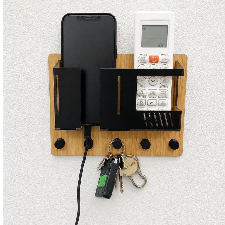 Porta Chaves e Organizador multifuncional Decorativo de Parede de MDF Moderno Minimalista 5 Ganchos