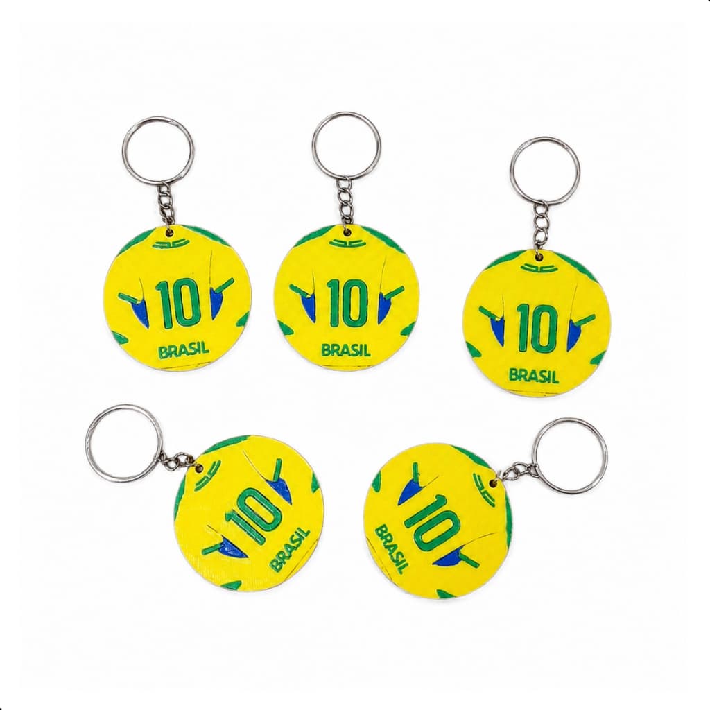 Kit 5 Chaveiros Camisa Brasil Seleção Camisa 10 Copa Do Mundo