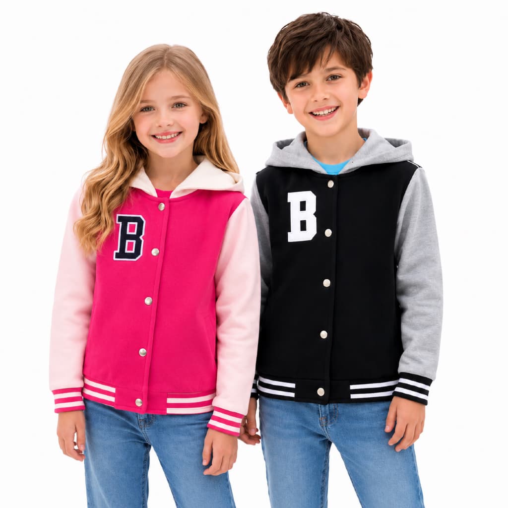 Jaqueta infantil bomber colegial blusa moletom college casaco moda inverno blogueira menina e menino