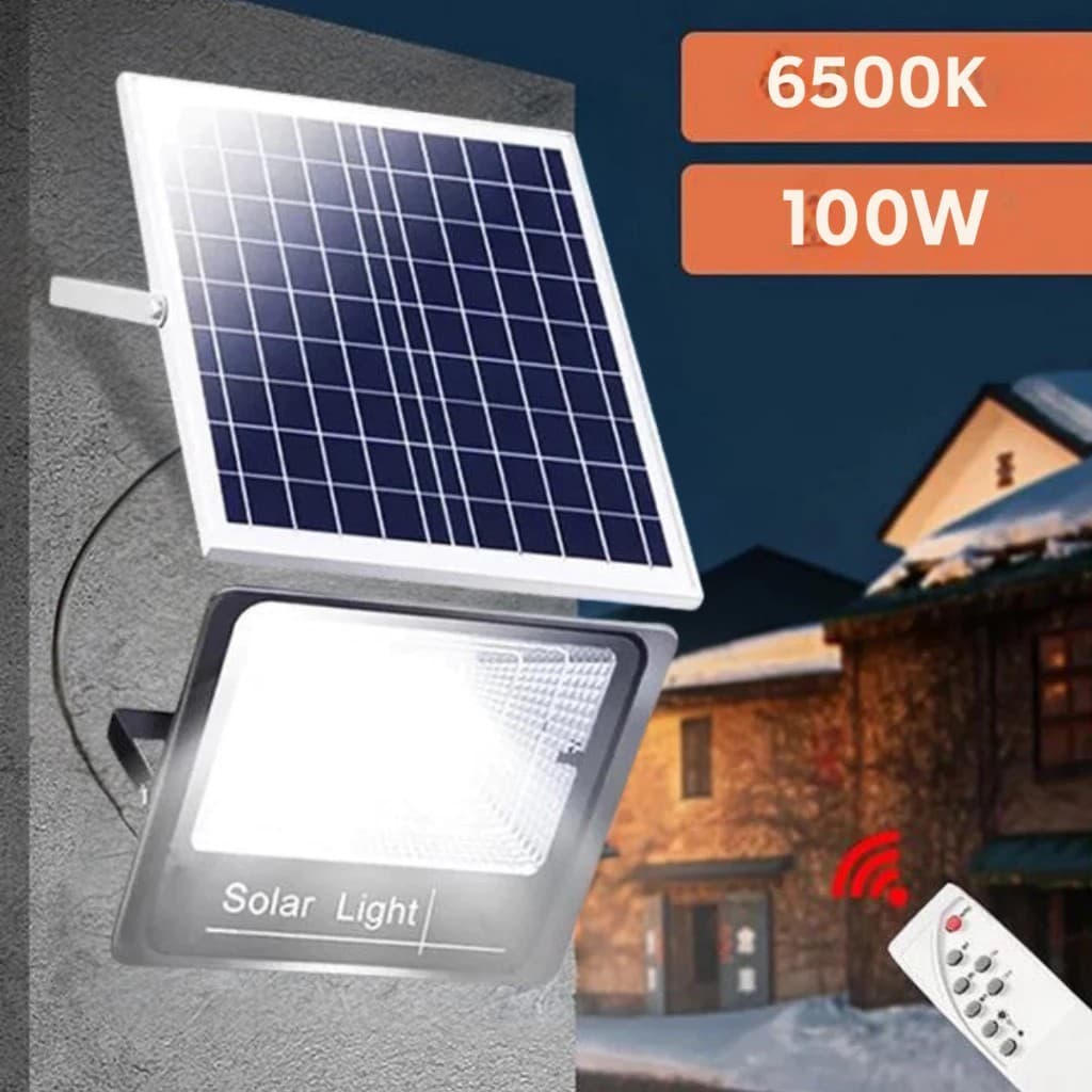 KIT 4 Refletor Holofote Led 100w Com Placa Solar E Controle