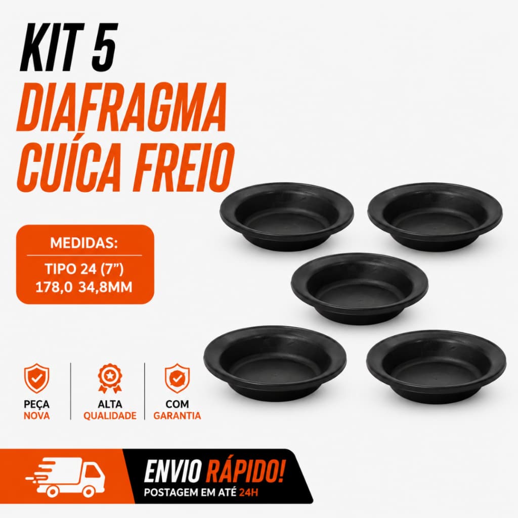 Diafragma Cuica Freio Tipo 24 (7') 178,0 34,8MM Carreta 5 Unidades