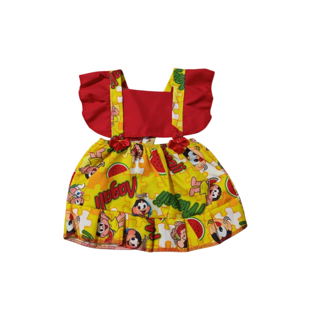 Vestido Infantil Bebê Menina Magali Colorido Com Babado Confortável