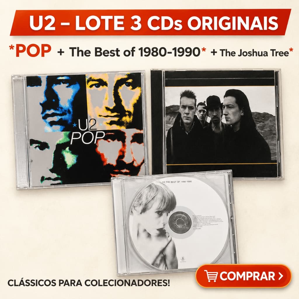 CDs U2 Originais  KIT 3 CDS – Pop + The Joshua Tree + The Best Of 1980–1990