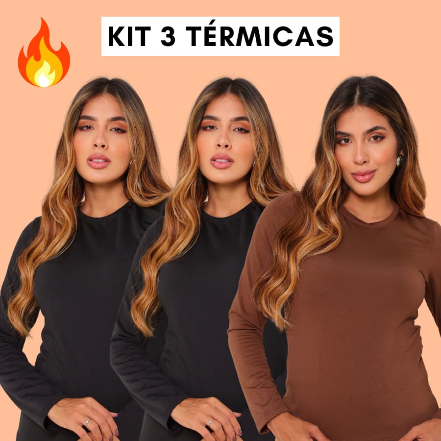 Camisa Segunda Pele Kit Térmica Feminina Longa Peluciada Flanelada Inverno Quente Fitnes Pijama Frio