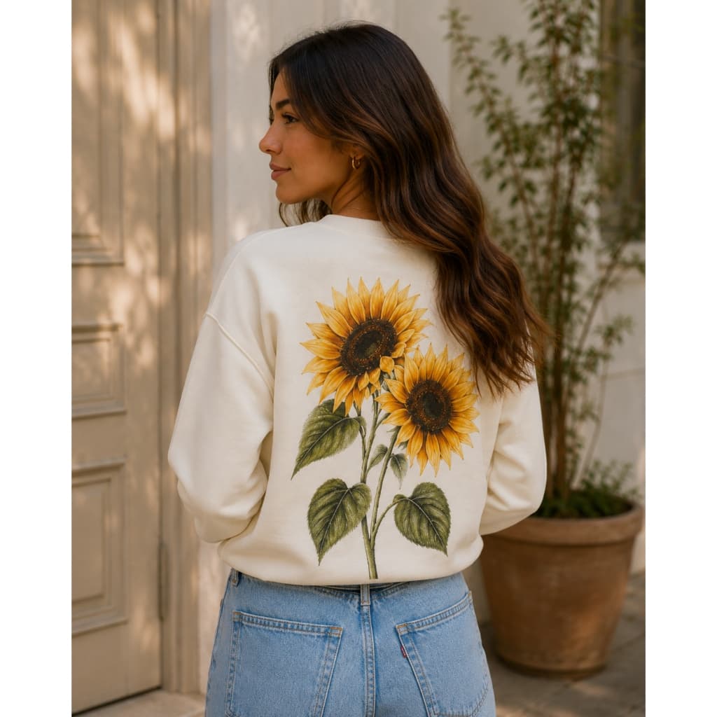 Blusa De Frio Moletom Feminino Girassol Versátil Casual Chic Algodão