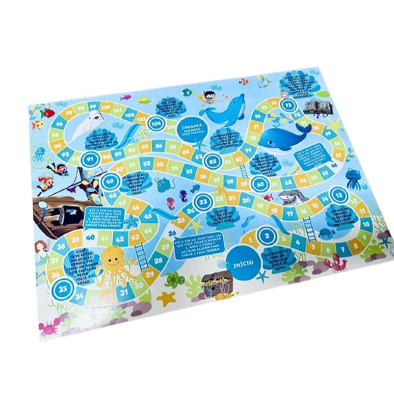 20 A 40  LEMBRANCINHA FESTA FUNDO DO MAR AQUARELA | JOGO DE TABULEIRO INFANTIL PERSONALIZADO 40X30 CM | BRINDE BABY CUTE