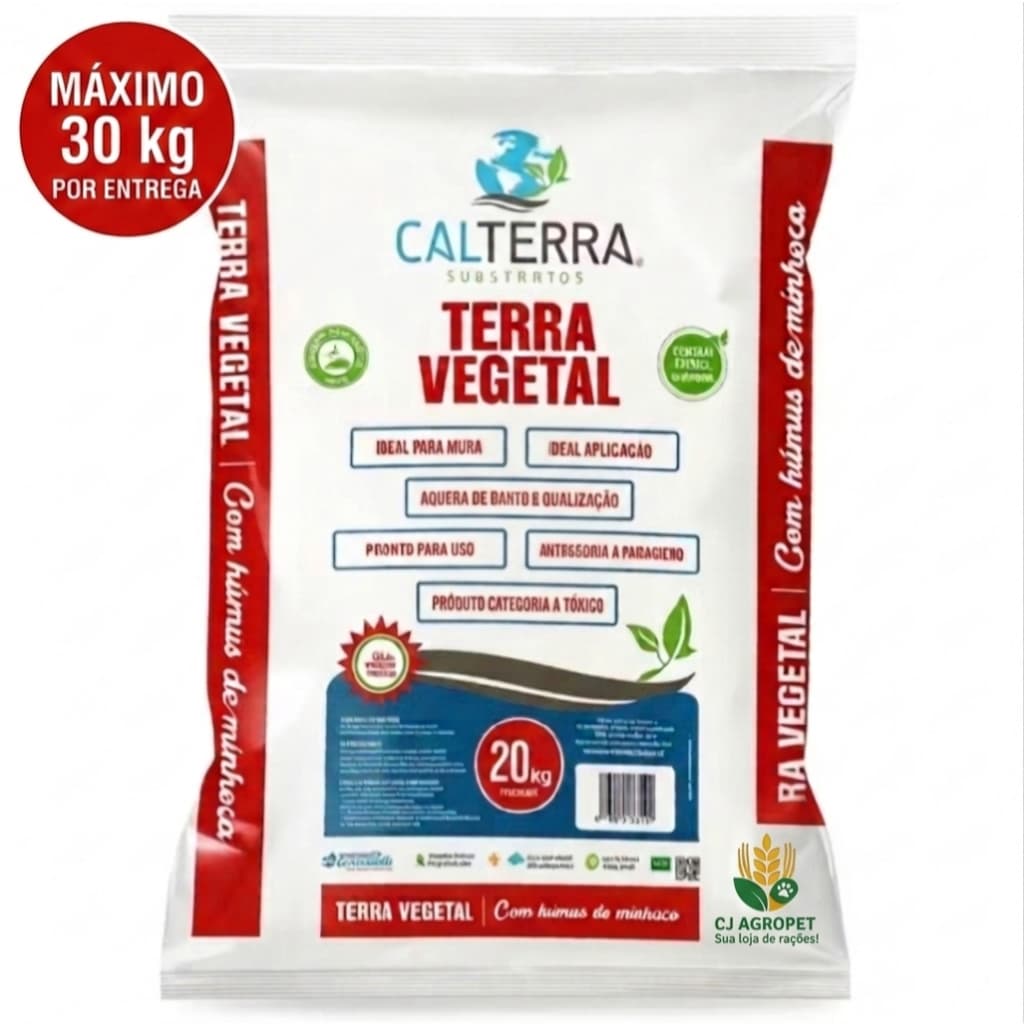 Terra Vegetal adubada com Húmus de Minhoca 20kg - Calterra (MÁX 30KG POR COMPRA)