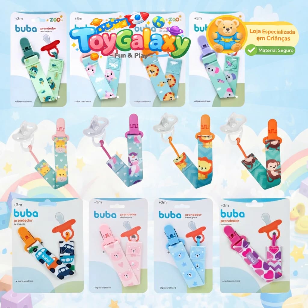 Kit 2 Prendedor para Chupeta Bebê Menina Menino Bico Fita Cordinha