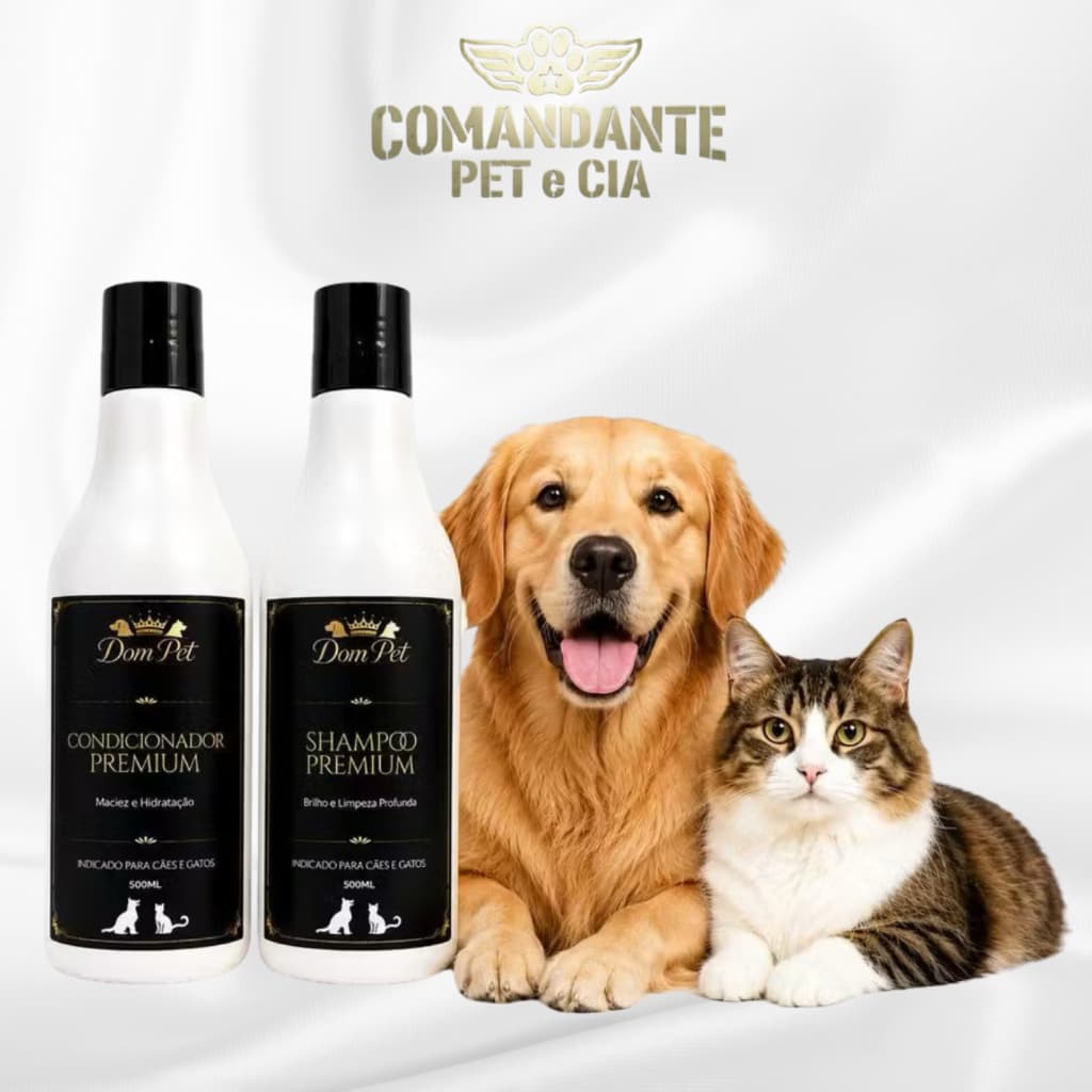 Shampoo + Condicionador Premium Para Cães e Gatos 500ml - Dom Pet