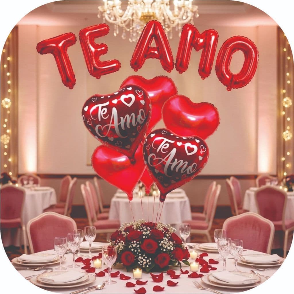 Kit Letra "Te Amo" + 5 Balão Coração + 2 Coração "Te Amo" 45cm Dia Dos Namorados Decoração Romântica