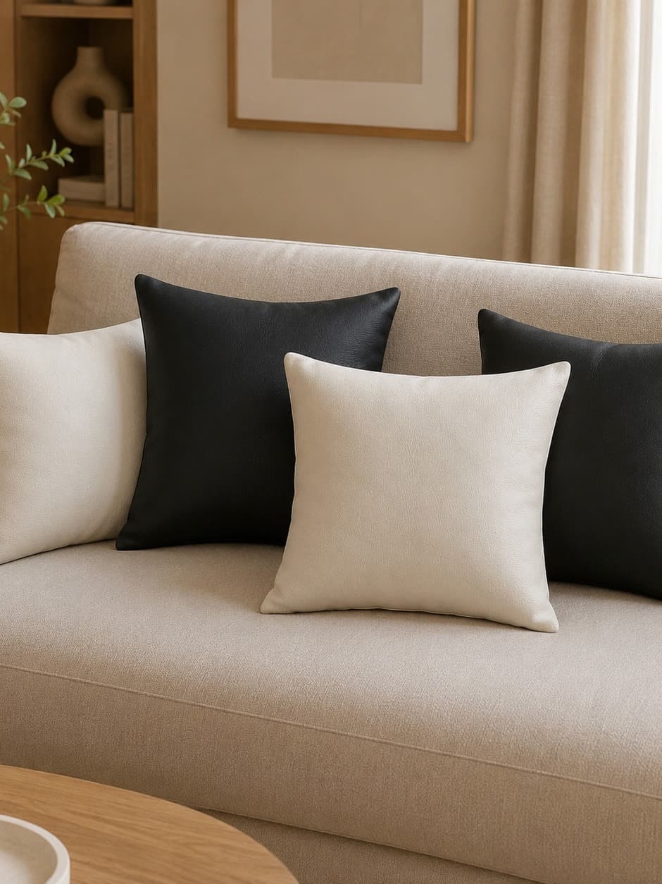 Kit Almofadas Em Courino Premium 45x45cm Zíper Invisível Decorativa Sofá Sala Quarto Cama Escritório