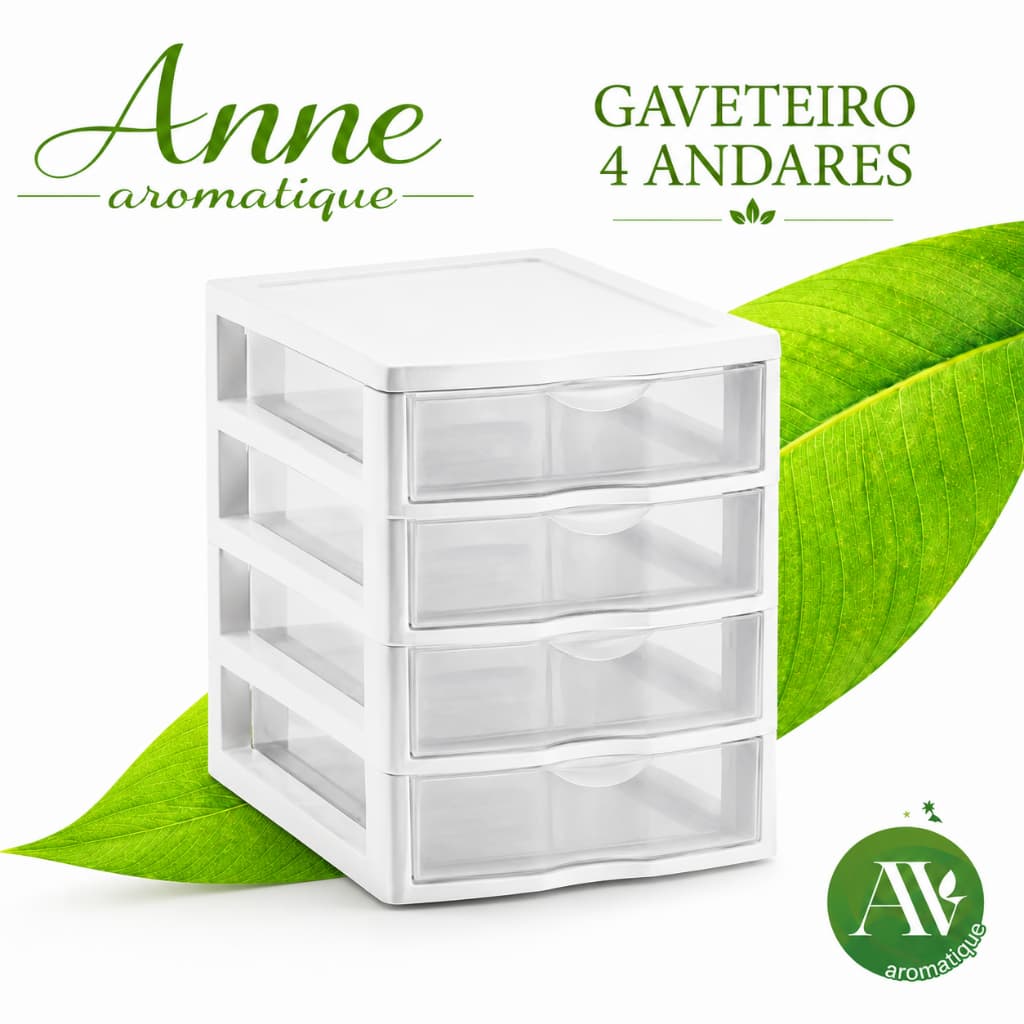 Gaveteiro Plástico Organizador Multiuso 4 Andares Nitron Branco Porta Objetos Compacto Organizador