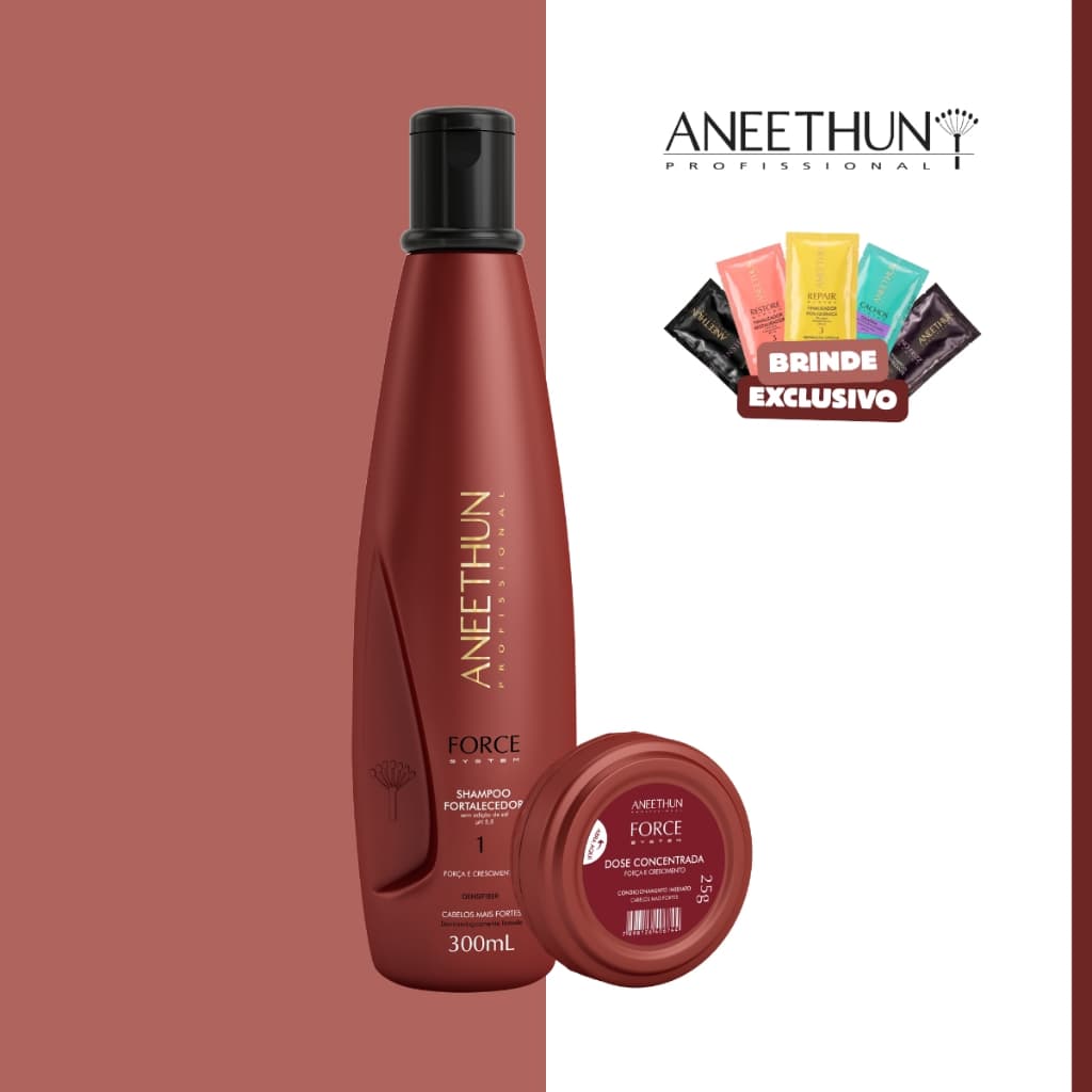 Kit Aneethun Force Shampoo 300ml + Dose concentrada 25g Força e Crescimento Crescimento E Antiqueda