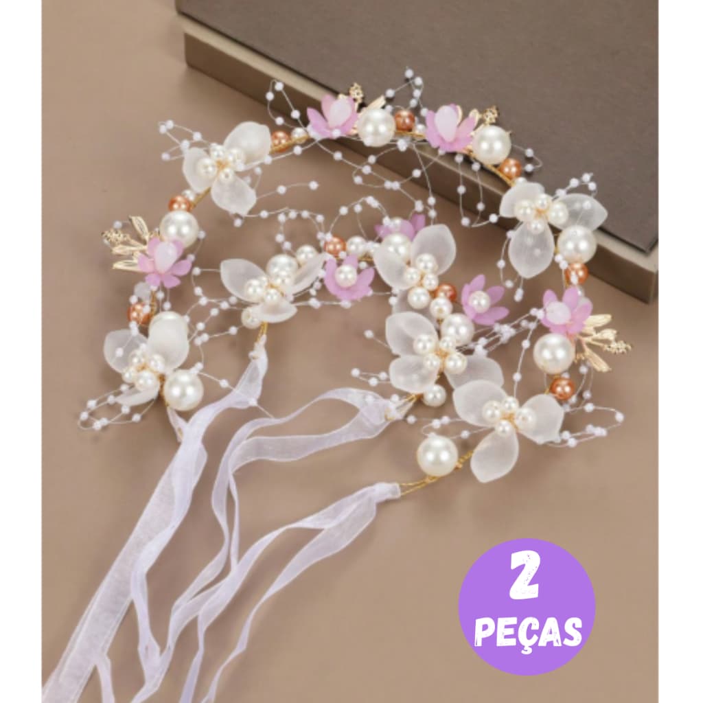 Kit Tiara + Pulseira Delicada Infantil e Feminina | Presente Elegante para Festa, Casamento, Aniversário e Daminha