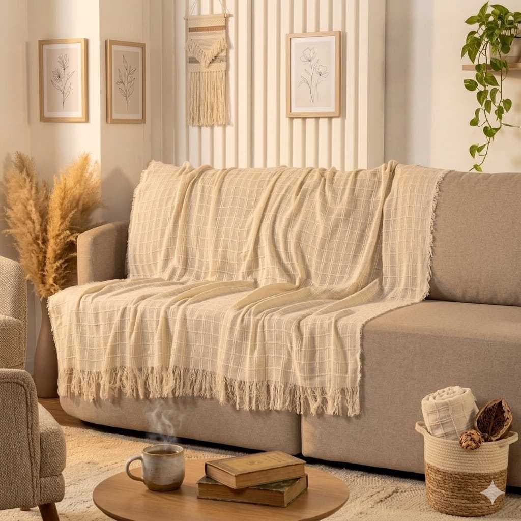 Mantas Decorativas Para Sofá Luxuosa Tamanho 210X120 Tecido 100% Algodão Casa Nova Elegante