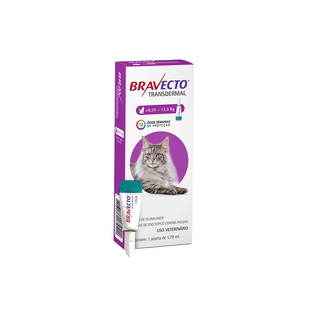 Antipulgas Bravecto Transdermal para Gatos 6,25 a 12,5kg MSD Saúde Animal