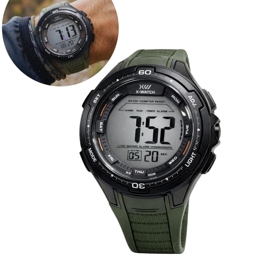 Relógio X-Watch Masculino Original Esportivo Digital À Prova D’Água 100 Metros Silicone Alarme Cronômetro