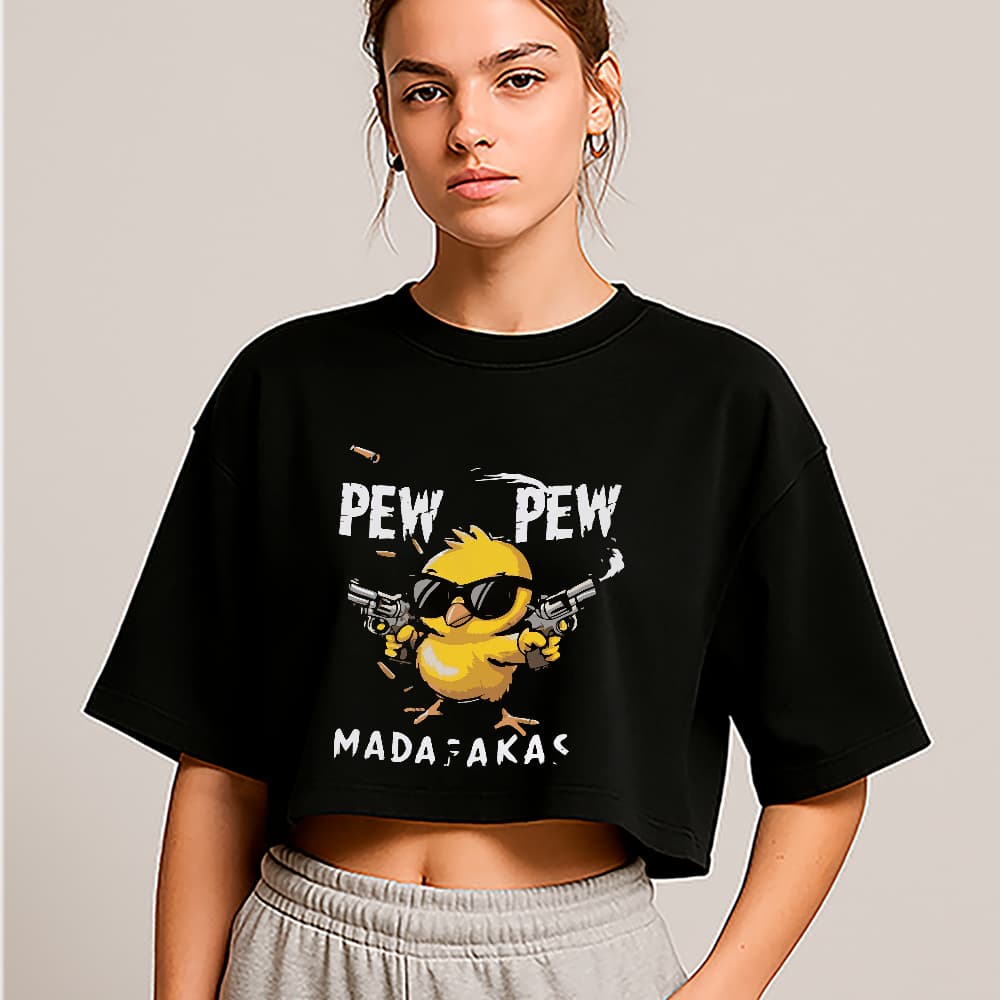Cropped Oversized Pew Pew Madafakas Meme Divertido