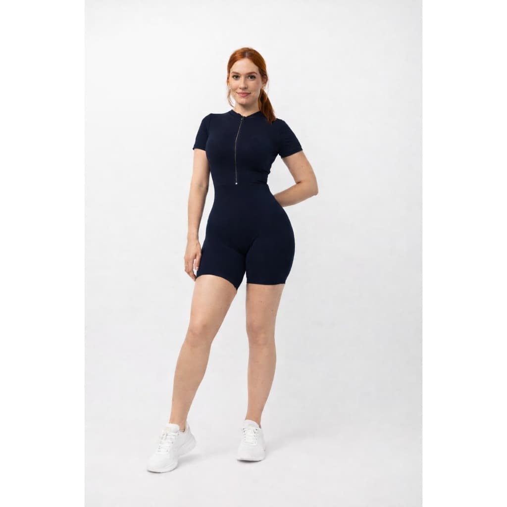 Macaquinho Fitness Matys Azul Marinho Tamanho Único Levanta Bumbum Modelador de Cintura Premium