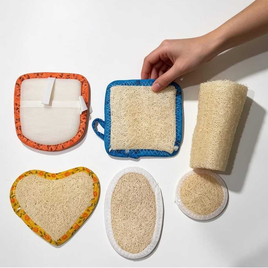 Kit Buchas Vegetal Renovação Corporal - 5 Buchas para Limpeza e Esfoliação