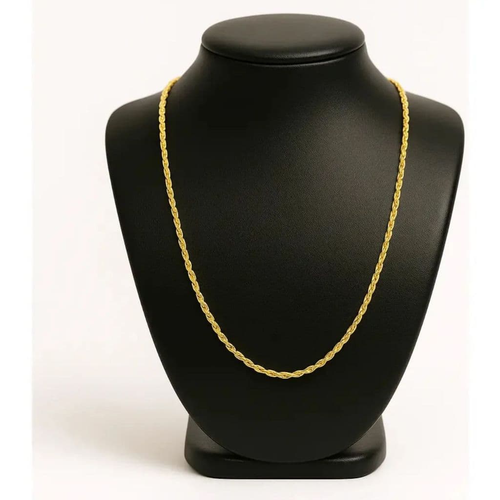Cordão Baiano Corrente Trançado 3mm Banhada Dourado