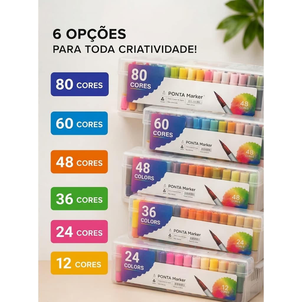 Kit Caneta Hidrográfica Ponta Dupla Marcador Artístico Dual Tip Atacado COD SCB