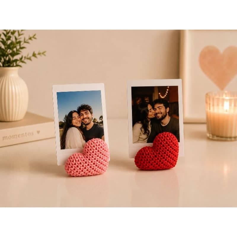 Suporte Porta Foto Coração para Polaroid e Mini Fotos | Decoração Romântica em Plástico Premium