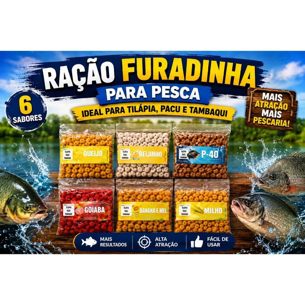Ração Furadinha 120g Pesca Tilápia Pacu Tambaqui
