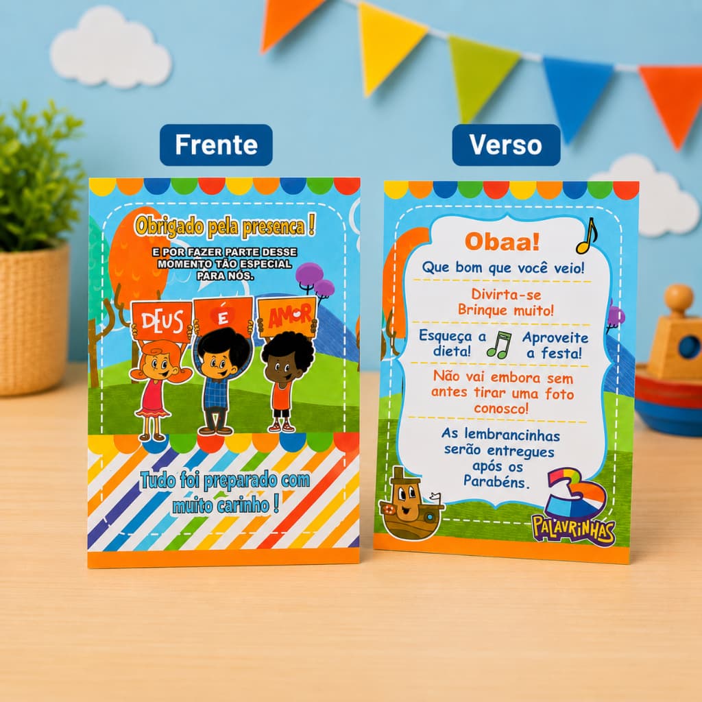 Kit Plaquinhas de Mesa 3Palavrinhas | Decoração Infantil para Festa | Centro de Mesa I Lembrancinhas para festa infantil