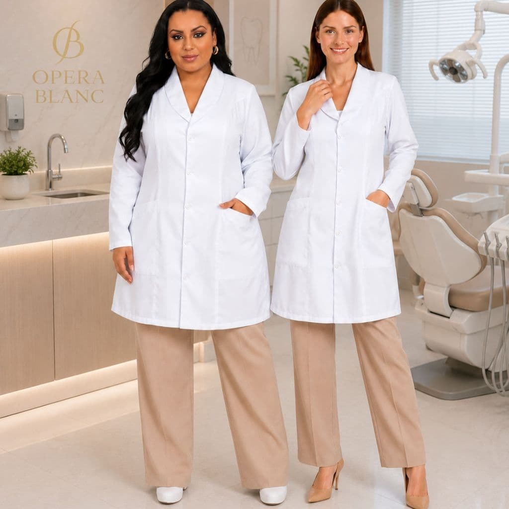 Jaleco Feminino Gola Xale Manga Longa Plus Size Gabardine Premium Melhor custo benefício e qualidade