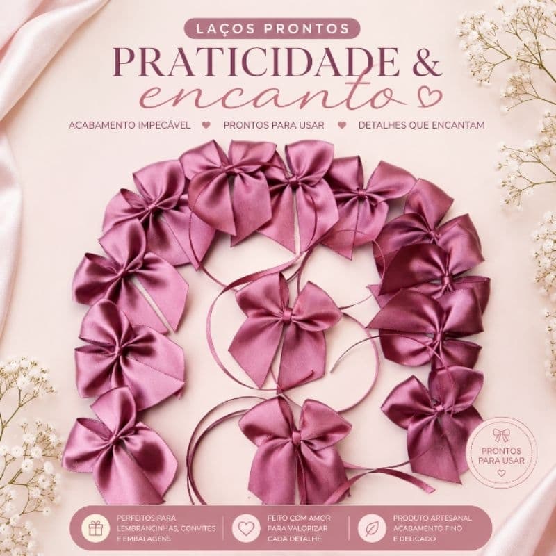 Laço de Cetim, Nº5  Acompanha  a fita de amarração, 50 ou 100 unidade para artesanato,  convites...