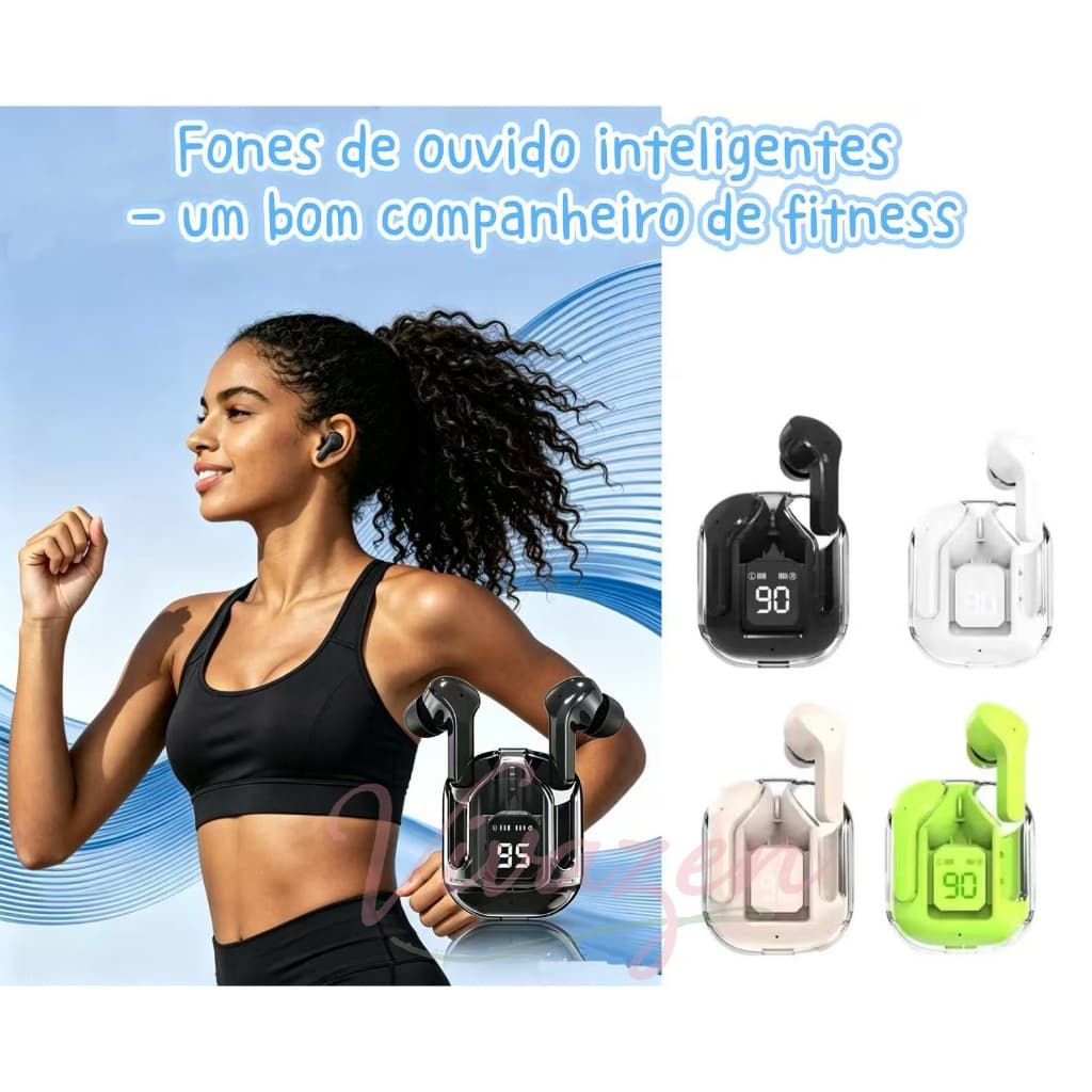 Fone De Ouvido Air31 TWS Bluetooth 5.3 Sem Fio Display Digital Cancelamento De Ruído Com Capa Grátis