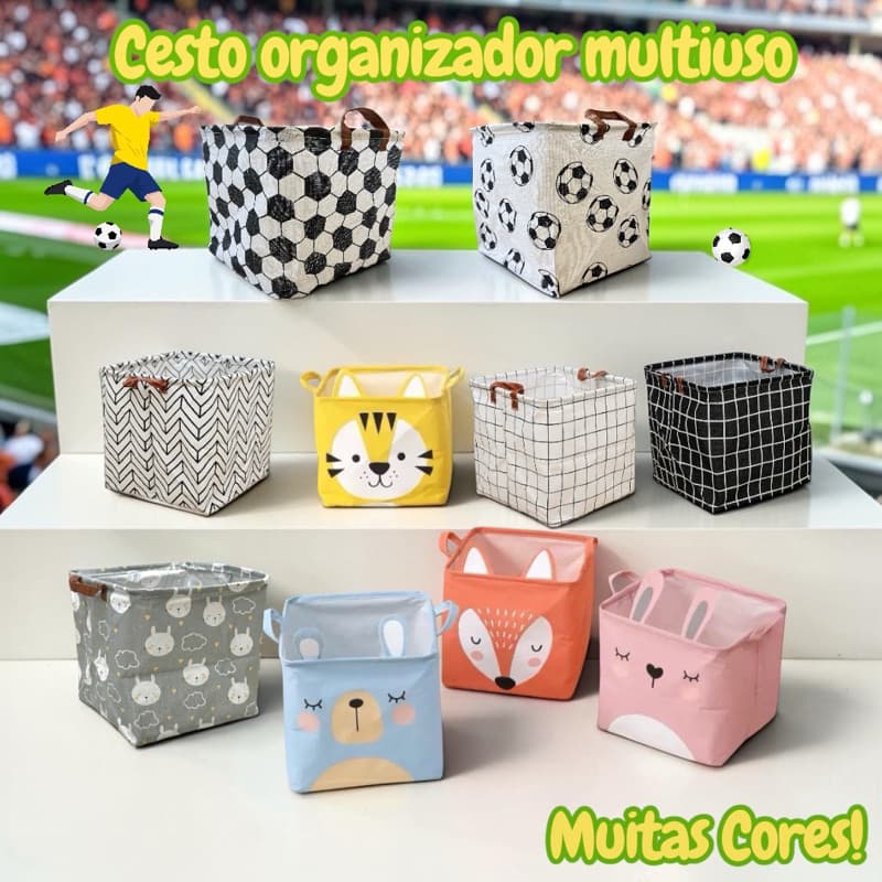 Cesto Organizador Multiuso Dobrável Compacto e Resistente Para Roupa Suja, Brinquedos e Mais